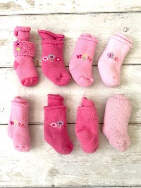Baby Girl 0-6m Socks Bundle Set of 8 Pink Flowers Butterflies Assorted Brands